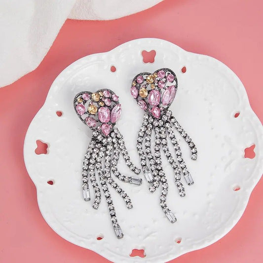 Aretes Corazón Rosas